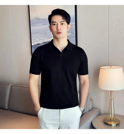 Men's Premium Ice Silk Polo Shirt — Slim Fit, High Elasticity, Summer 2026