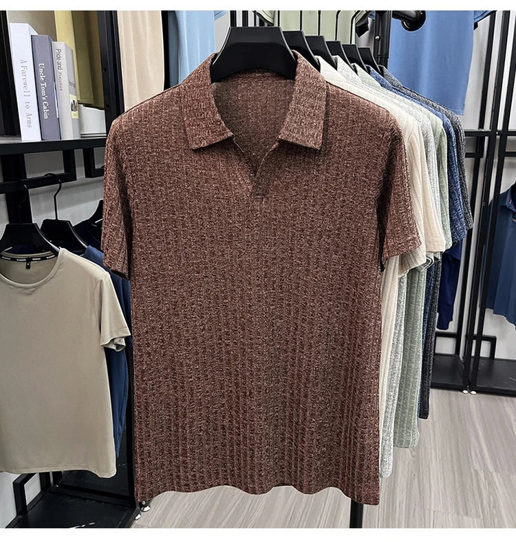 Men's Premium Knitted Polo Shirt — Skin-Friendly, Breathable, Casual Lapel Summer Top