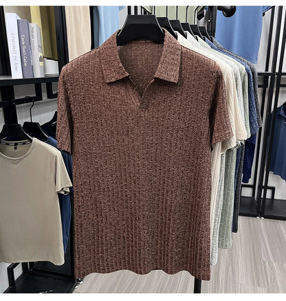 Men's Premium Knitted Polo Shirt — Skin-Friendly, Breathable, Casual Lapel Summer Top