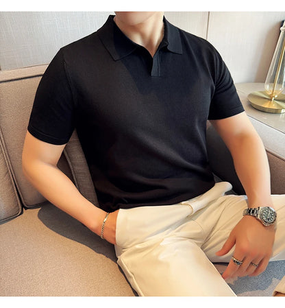 Men's Premium Ice Silk Polo Shirt — Slim Fit, High Elasticity, Summer 2026