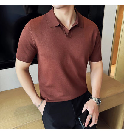 Men's Premium Ice Silk Polo Shirt — Slim Fit, High Elasticity, Summer 2026