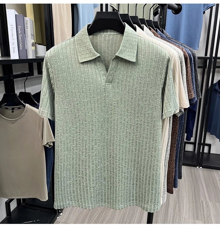 Men's Premium Knitted Polo Shirt — Skin-Friendly, Breathable, Casual Lapel Summer Top