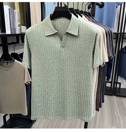 Men's Premium Knitted Polo Shirt — Skin-Friendly, Breathable, Casual Lapel Summer Top