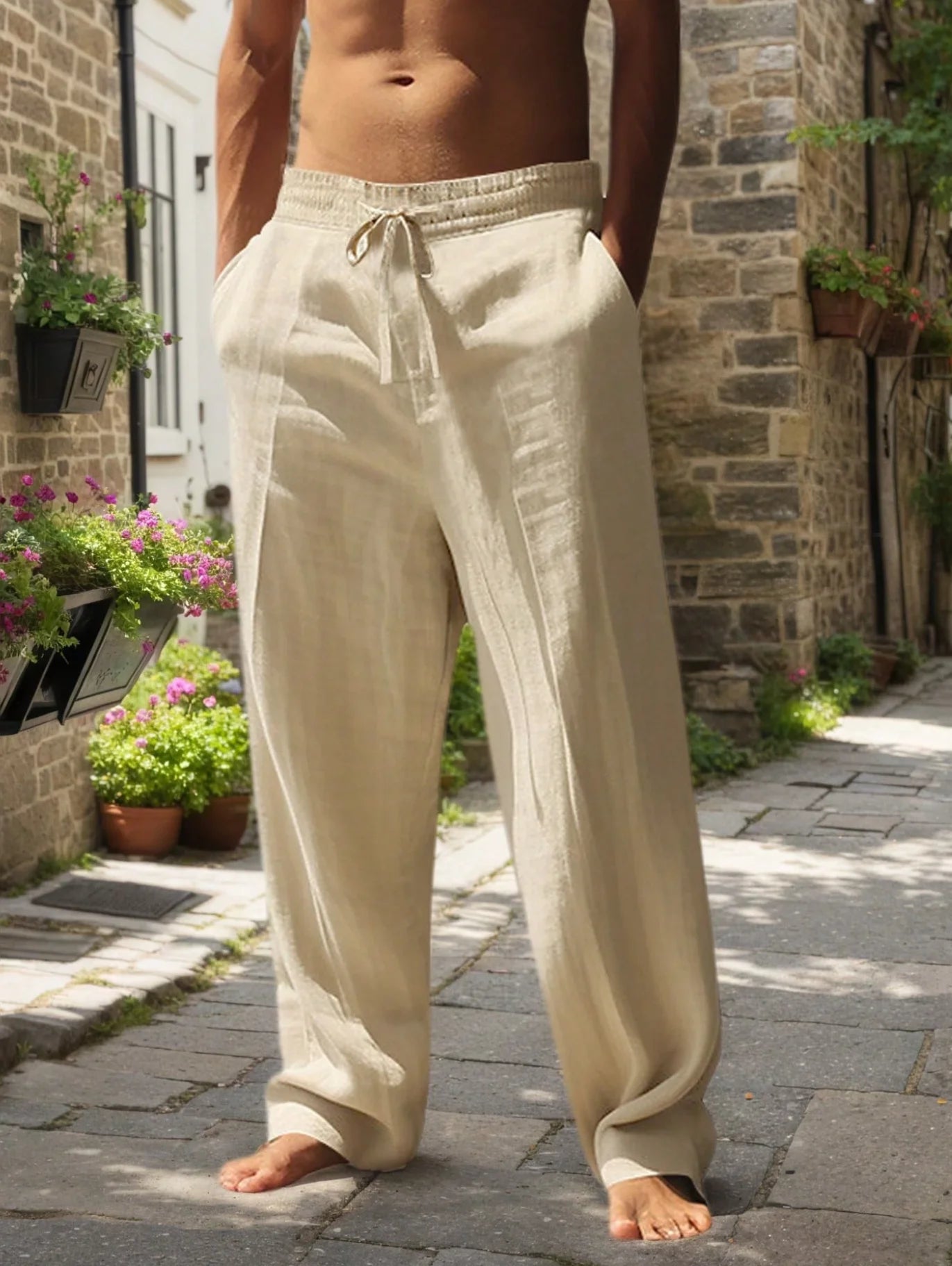 Men's Cotton Hemp Texture Loose Beach Pants | Casual Outdoor Lightweight Trousers | M–4XL