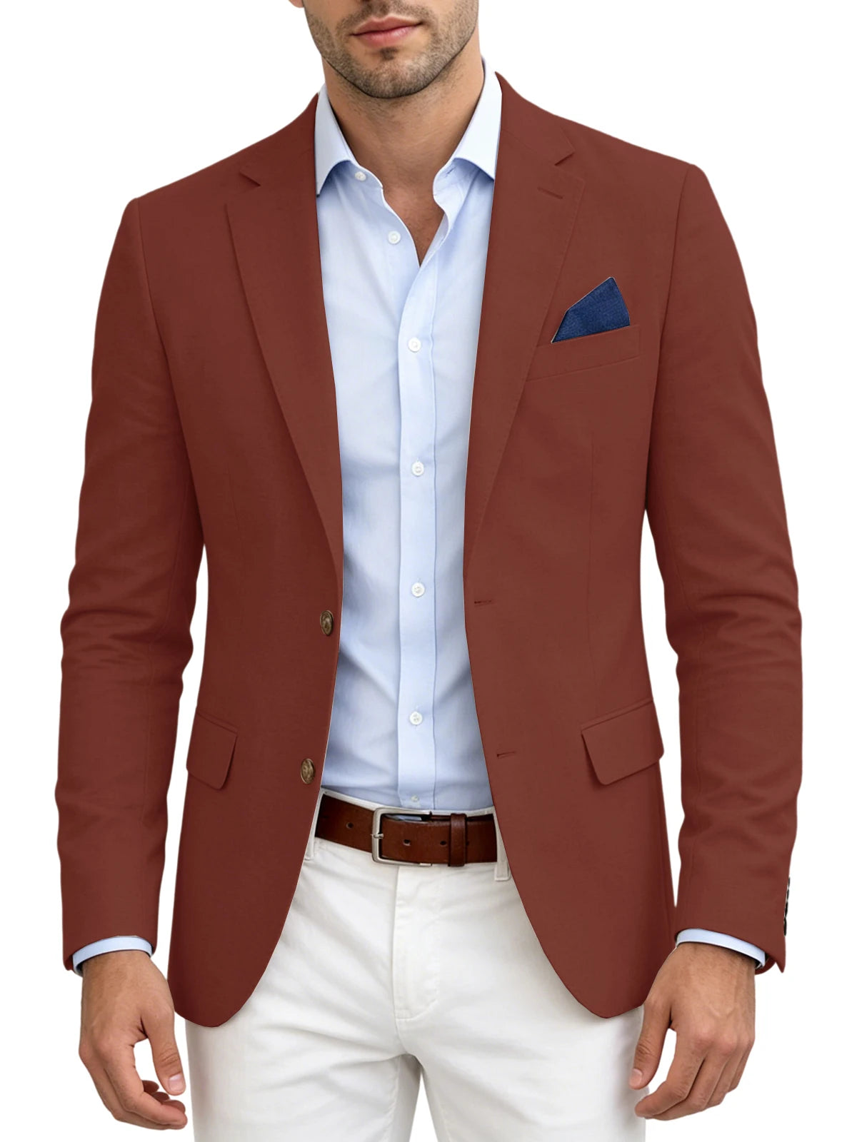 Men's Linen Blend Blazer | Notched Lapel | Two Button | Slim Fit | Breathable Suit Jacket | Business Casual | Wedding | XS-7XL