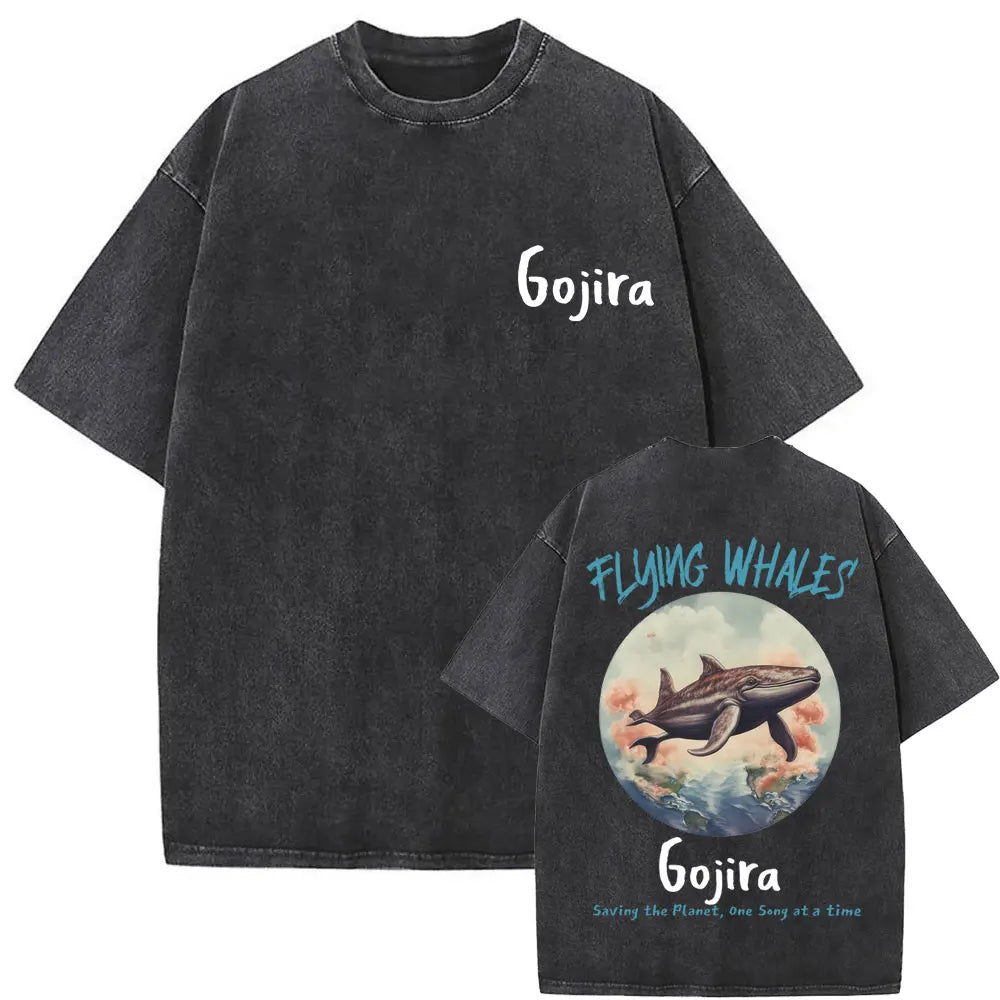 Unisex Washed Vintage Metal Band Graphic T-Shirt | Gojira "From Mars to Sirius" | Gothic Oversized Fit | Pure Cotton | Hip Hop Style | S-XXL