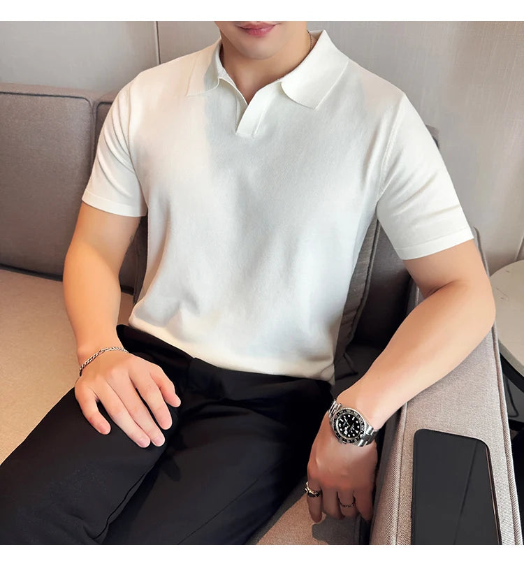 Men's Premium Ice Silk Polo Shirt — Slim Fit, High Elasticity, Summer 2026