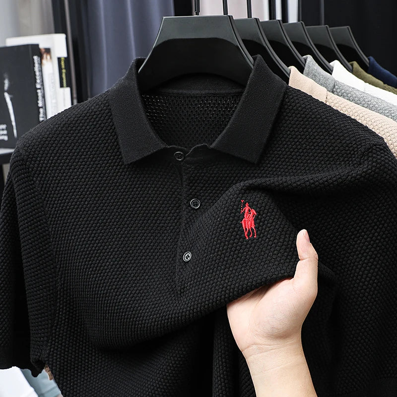 Luxora Men's 100% Cotton Casual Polo Shirt — Breathable Embroidered Short Sleeve Tee