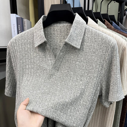 Men's Premium Knitted Polo Shirt — Skin-Friendly, Breathable, Casual Lapel Summer Top