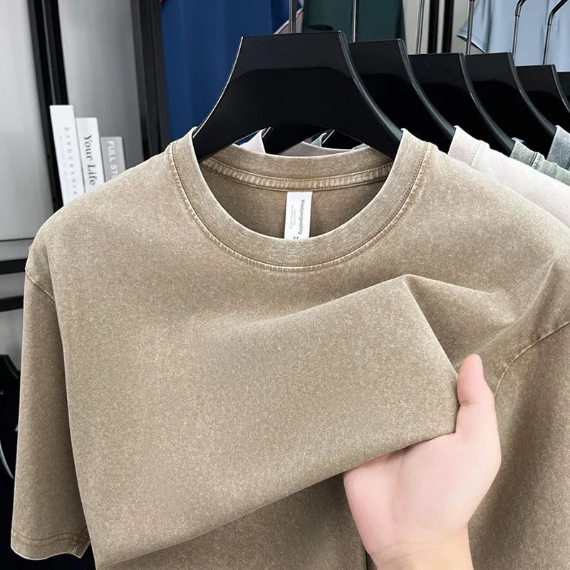 Unisex Retro American Heavyweight Washed T-Shirt | Premium Oversized Fit | 100% Cotton | O-Neck | 6 Earthy Colors | S-XXXL