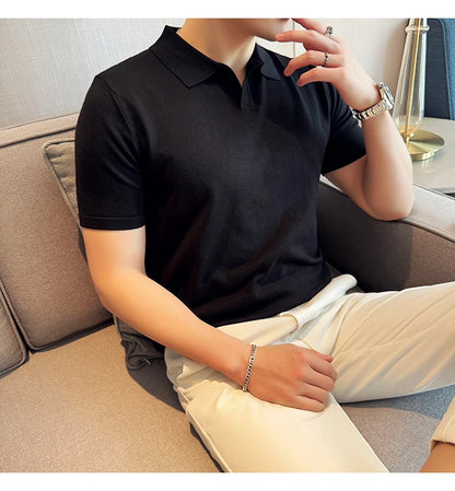 Men's Premium Ice Silk Polo Shirt — Slim Fit, High Elasticity, Summer 2026