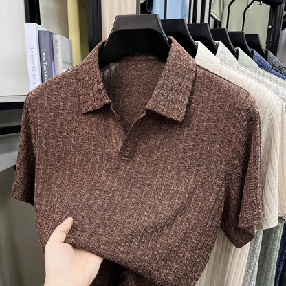 Men's Premium Knitted Polo Shirt — Skin-Friendly, Breathable, Casual Lapel Summer Top
