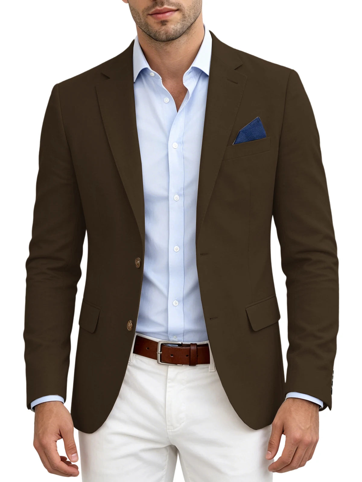 Men's Linen Blend Blazer | Notched Lapel | Two Button | Slim Fit | Breathable Suit Jacket | Business Casual | Wedding | XS-7XL