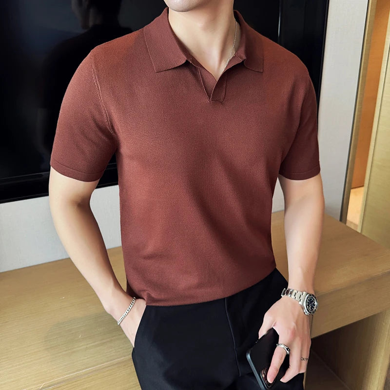 Men's Premium Ice Silk Polo Shirt — Slim Fit, High Elasticity, Summer 2026