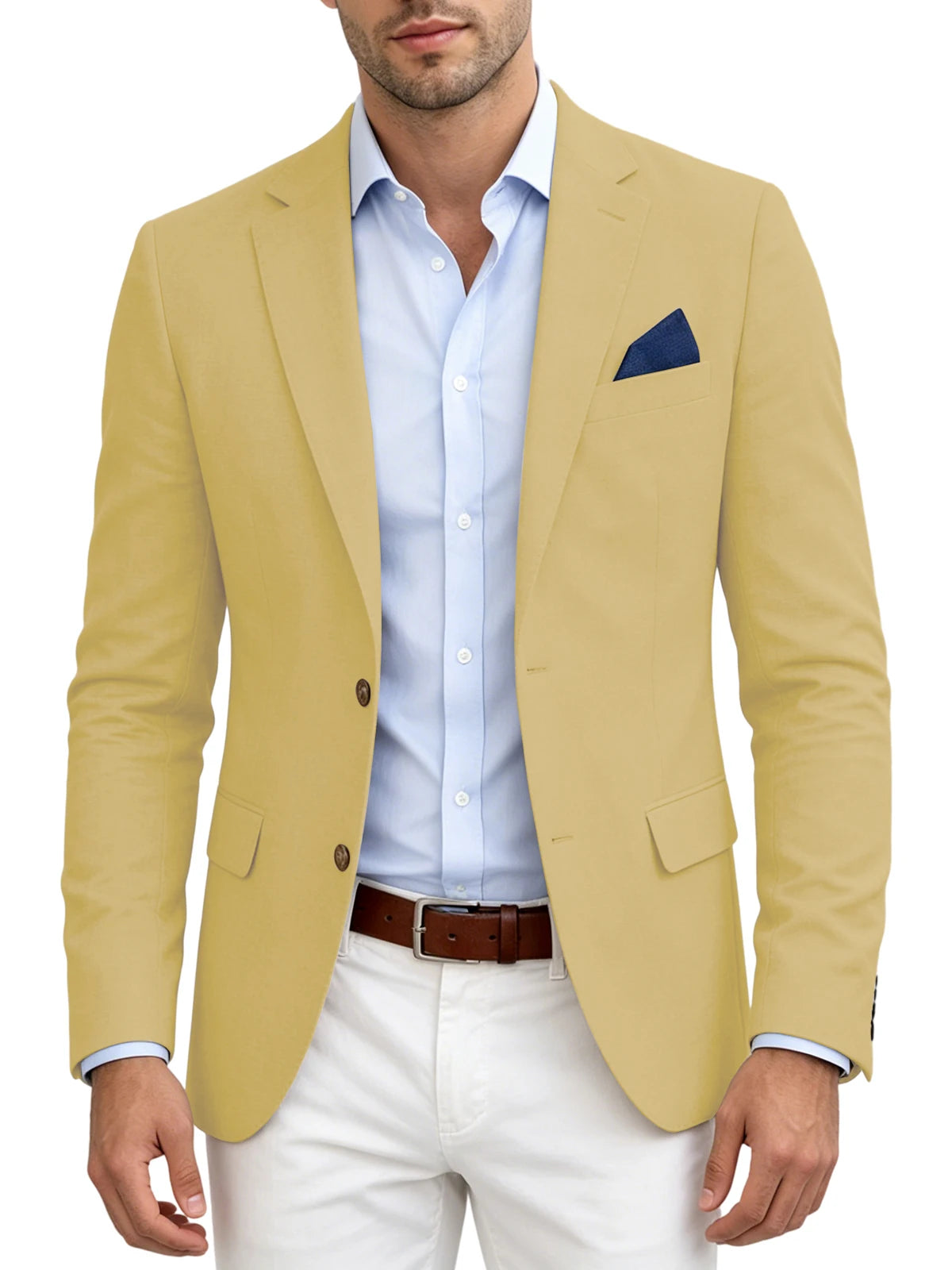 Men's Linen Blend Blazer | Notched Lapel | Two Button | Slim Fit | Breathable Suit Jacket | Business Casual | Wedding | XS-7XL