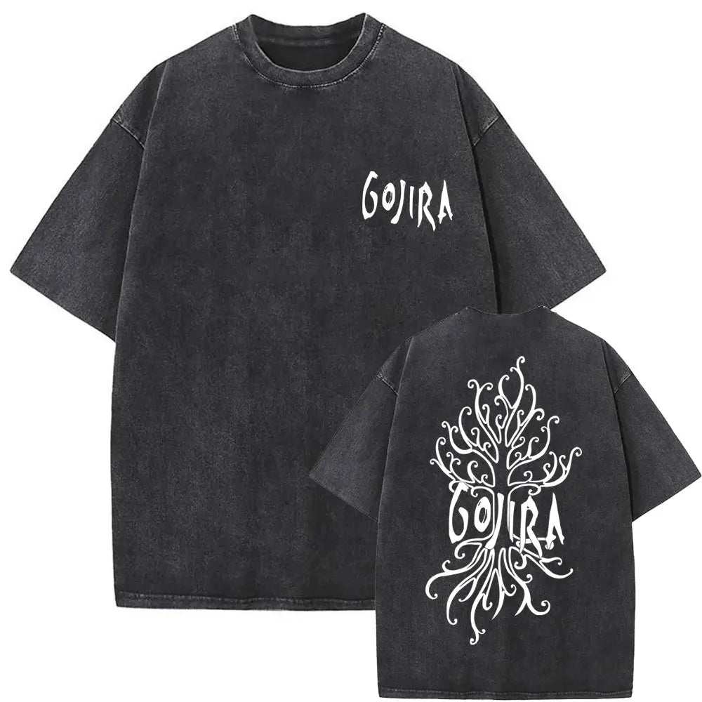Unisex Washed Vintage Metal Band Graphic T-Shirt | Gojira "From Mars to Sirius" | Gothic Oversized Fit | Pure Cotton | Hip Hop Style | S-XXL