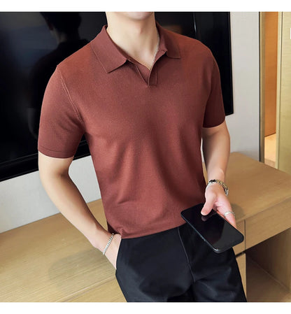 Men's Premium Ice Silk Polo Shirt — Slim Fit, High Elasticity, Summer 2026