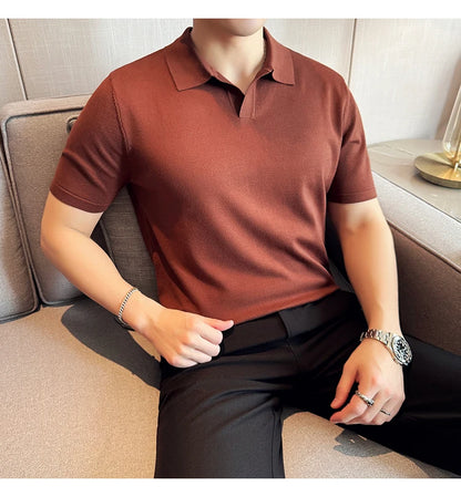Men's Premium Ice Silk Polo Shirt — Slim Fit, High Elasticity, Summer 2026